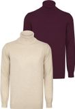 Felix Hardy Colturi Trui 2 Pack - 100% Katoen Heren Beige-Bordeaux - M