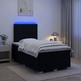 vidaXL Boxspringbed met matras, hoofdeinde, zwart, 120 x 200 cm, stof