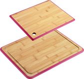 Kesper Set de planches à découper Bambou Bois 40x30cm & 27x19cm avec Bord Rouge