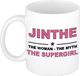 Bellatio Decorations naam cadeau mok - Jinthe - Woman Myth Supergirl - koffiemok - 300 ml - collega - moederdag