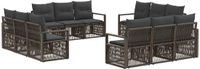 vidaXL Tuinbank Set 12-delig Grijs Polyrattan