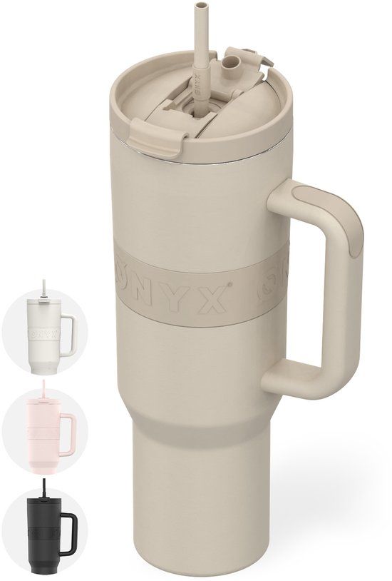 ONYX Drinkfles met Rietje 1 Liter - Sand Beige