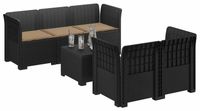vidaXL Canapé de jardin pour 5 personnes avec coussins, imitation rotin, plastique PP, couleur anthracite