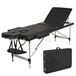 Meerveil Massagetafel, 3-delige draagbare opvouwbare therapiebed, licht, spa tattoo bank, 3/2 zones met in hoogte verstelbaar, met draagtas, aluminium poten (zwart)