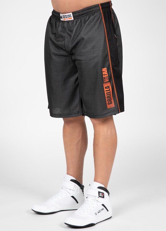 Gorilla Wear Wallace Mesh Shorts - Grijs/Oranje - L/XL - Mannen
