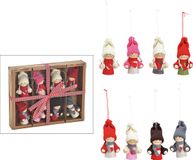 Bellatio Decorations G. Wurm Gmbh + Co. Kg 16x stuks kersthangers poppetjes 4 x 7 x 3 cm kerstornamenten - Textiel ornamenten kerstversiering
