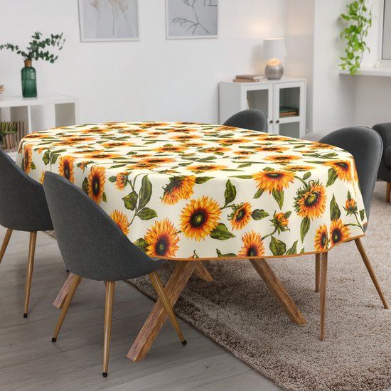 ANRO Tafelkleed Zonnebloemen Meerkleurig Ovaal 240x140cm
