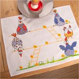 VERVACO Borduurpakket Voorbedrukt Placemat Kruissteek CRAZY CHICKENS SET VAN 2