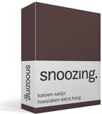 Snoozing Katoen-satijn Hoeslaken Extra Hoog - 150x200 cm - Bruin