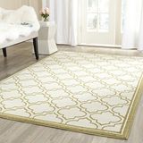 Safavieh Trellis Indoor/Outdoor Geweven Gebiedsdeken, Amherst Collection, AMT412, in Ivoor & Lichtgroen, 91 X 152 cm