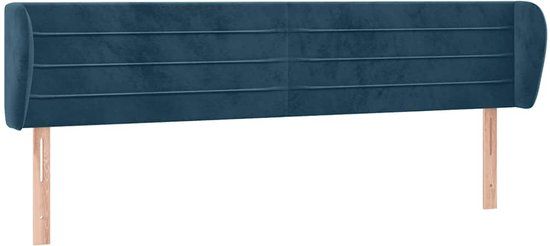 vidaXL Hoofdbord met randen 163x23x78/88 cm fluweel donkerblauw