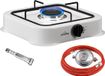 Cuisinière à gaz de camping avec tuyau et régulateur, gaz propane, kit d'urgence, noir