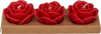 OOTB Out of the Blue Rozen kaarsen - Rood - Set van 3 - Ca. 6 x 4 cm