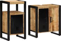 vidaXL Meuble de salle de bain set 2 pièces marron et noir 55 x 35 x 60 cm