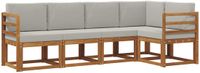 vidaXL Hoek loungeset 5 zitplaatsen Acacia hout Naturel en lichtgrijs