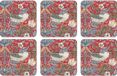 Pimpernel Strawberry Thief Onderzetters - Set van 6 - Rood/Multi - Kurk/Hout