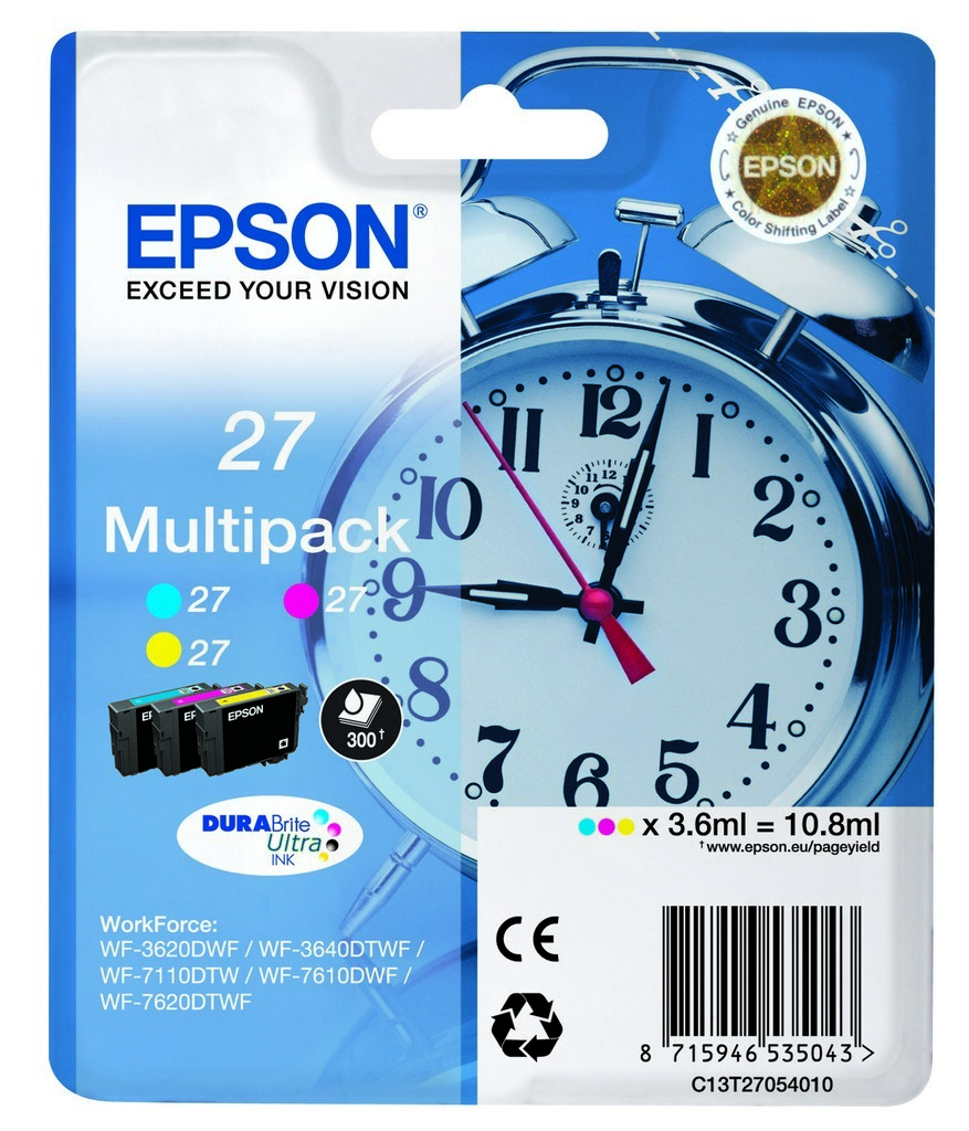 Epson Alarm clock 27 DURABrite Ultra single pack / cyaan, geel, magenta