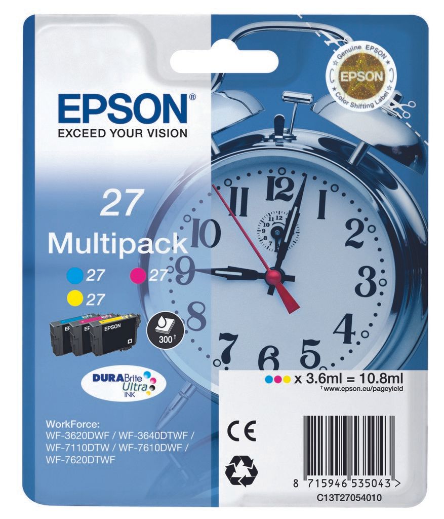 Epson T2705 DURABrite Ultra inktcartridge - Cyaan, Geel, Magenta - Multipack