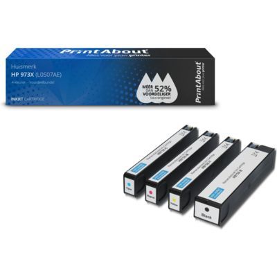 PrintAbout Huismerk 973X (L0S07AE) Inktcartridge 4-kleuren Multipack XL voor HP