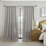 Elrene Home Fashions Sawyer-raamgordijn met ruitjesmotief, verduisterend, met stangdoorvoer en lussen aan de achterkant voor woonkamer/slaapkamer/kantoor, 132 x 213 cm, grijs