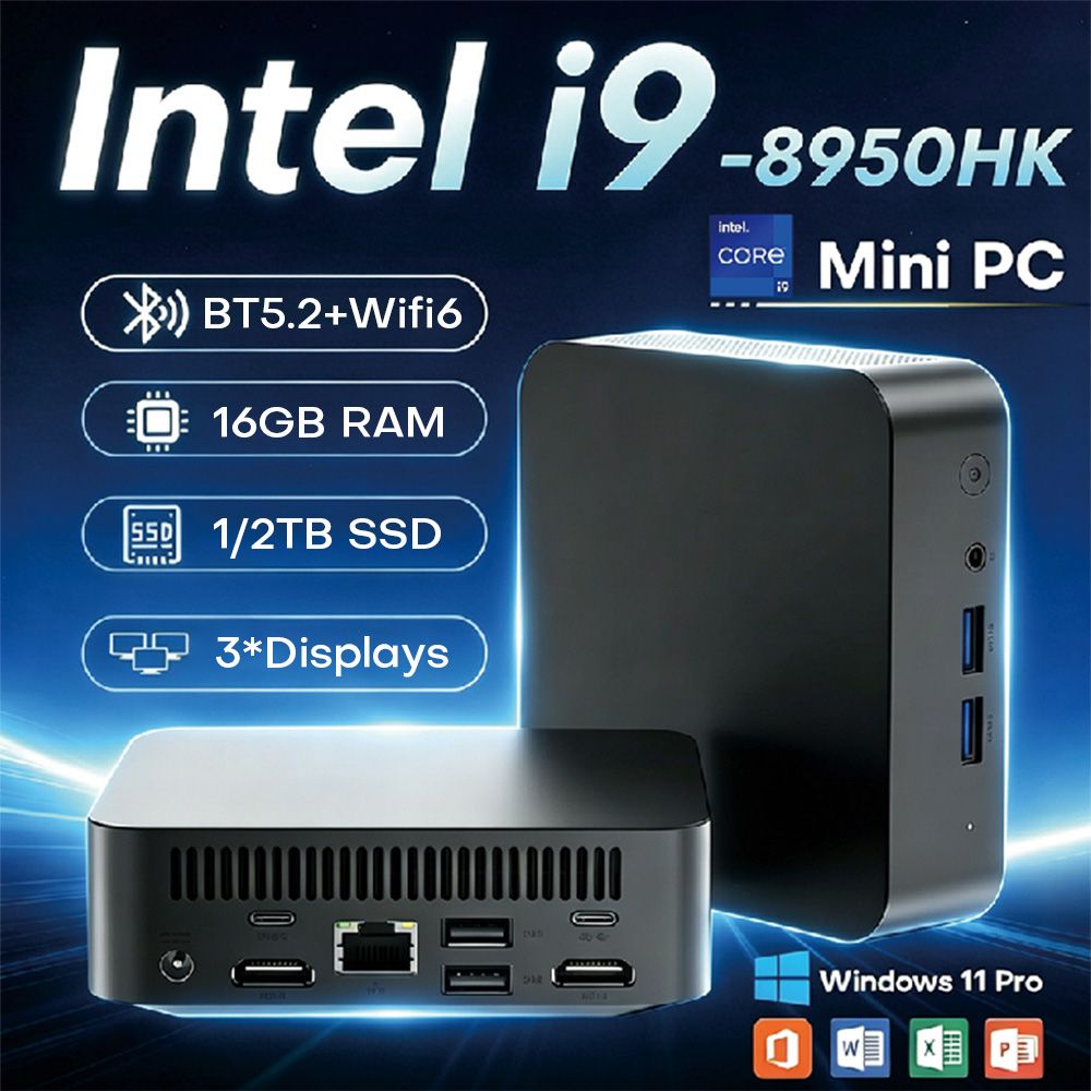 NONE 2026 Mini PC Windows 11 1TB 2TB SSD Intel Core i9 8950HK i3 6100U Mini Gaming PC Desktop Computer Intel UHD Graphics Draagbare PC Mini