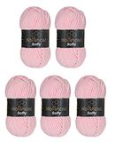 Wollbiene Softy 5 x 100 gram chenillewol, babywol, 500 gram wol, super volumineus grof (roze 81)