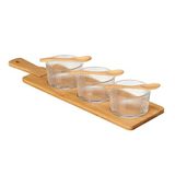 Set Kinvara Set van 3 glazen kommen met lepel en dienblad
