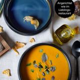 Moritz & Moritz SOLID Bordenset 4 personnes - Set de 4 assiettes à soupe - Assiettes de 19 cm - Céramique - Bleu/Brun