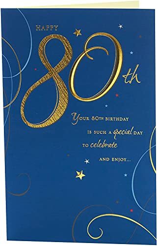 UK Greetings 80e Verjaardagskaart - 80e Verjaardagskaart voor Hem - 80e Verjaardagskaart voor Vader - 80e Verjaardagskaart voor Hem