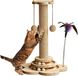 Carton poteau griffoir pour chat - Planche griffoir d'intérieur - Simple - Base stable en bois massif - Piste de billes interactive - 2 balles suspendues - Jouet à ressort