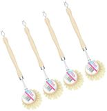 Sorbo Brosse à vaisselle - 4x - Bois - Poils de fibre - Avec crochet de suspension