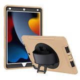 The Wolfdragon Panda The Wolfdragon beschermhoes voor iPad Air3/Pro 10.5 2017 10.5 inch, robuuste beschermhoes met 360 graden draaibare standaard en handlus - goud