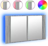 vidaXL Badkamer Spiegelkast Met Verlichting - Badkamer Spiegelkasten Met Verlichting - Spiegelkast Met Verlichting - Spiegelkast Verlichting - Badkamerkast met spiegel en LED 80x12x45 cm acryl grijs sonoma