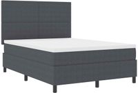 vidaXL LED Boxspring Bed Donkergrijs en Wit 140 x 200 cm