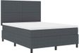 vidaXL LED Boxspring Bed Donkergrijs en Wit 140 x 200 cm
