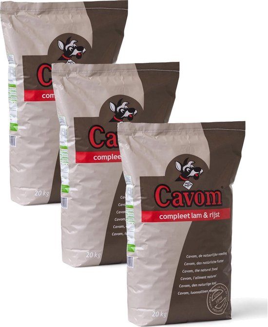 Cavom Compleet Adult Lam&Rijst - Hondenvoer - 3 x 20 kg