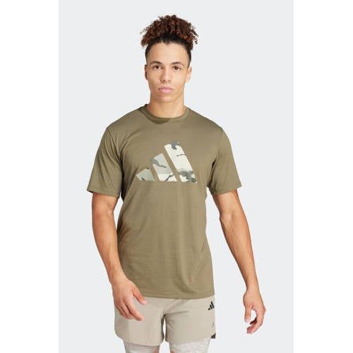 adidas Performance sport T-shirt olijfgroen