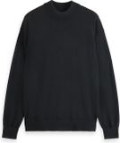 Scotch & Soda - Heren - CORE - DROPPED SHOULDER MOCK NECK PULLOVER - Zwart - S