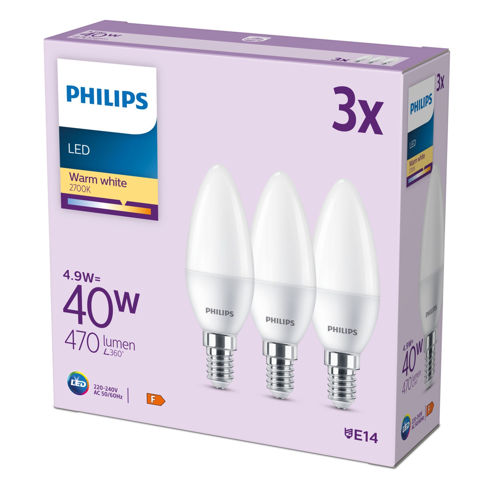 Philips Hue Philips LED Kaarslamp - 40W - E14 - Warm Wit - 3 stuks