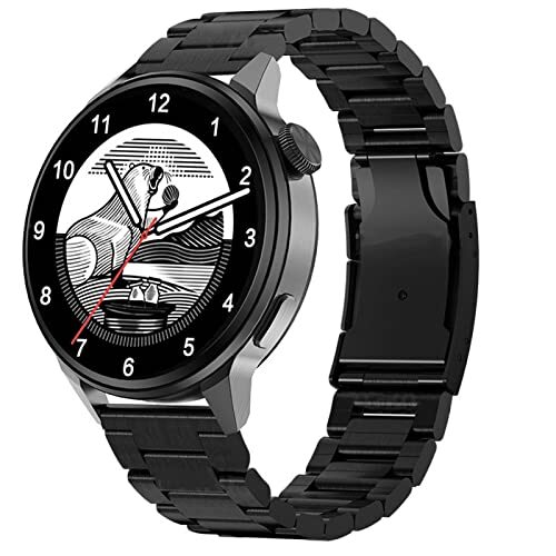 JUSHZ Smart Horloge Voor Mannen Smart Horloges Voor Vrouwen Smartwatch Met Call Functie Bluetooth Bellen AI Assistent GPS Track Sport, zwart., 44X11mm