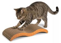 AQPET Banana krabpaal van golfkarton voor volwassen katten, groot en klein, mat met krabplank van karton en zak van kattengras, accessoires en speelgoed voor huisdieren, oranje
