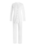 Hanro Cotton Deluxe pyjama met lange mouwen voor dames in wit, maat XL