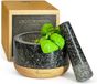 Mortier avec pilon - granit et chêne - pour pot de rangement d'herbes de cuisine