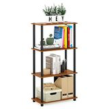 Furinno Turn-N-Tube 4-Tier Multifunctioneel Plank Display Rack met Ronde Buizen, Licht Kers/Zwart