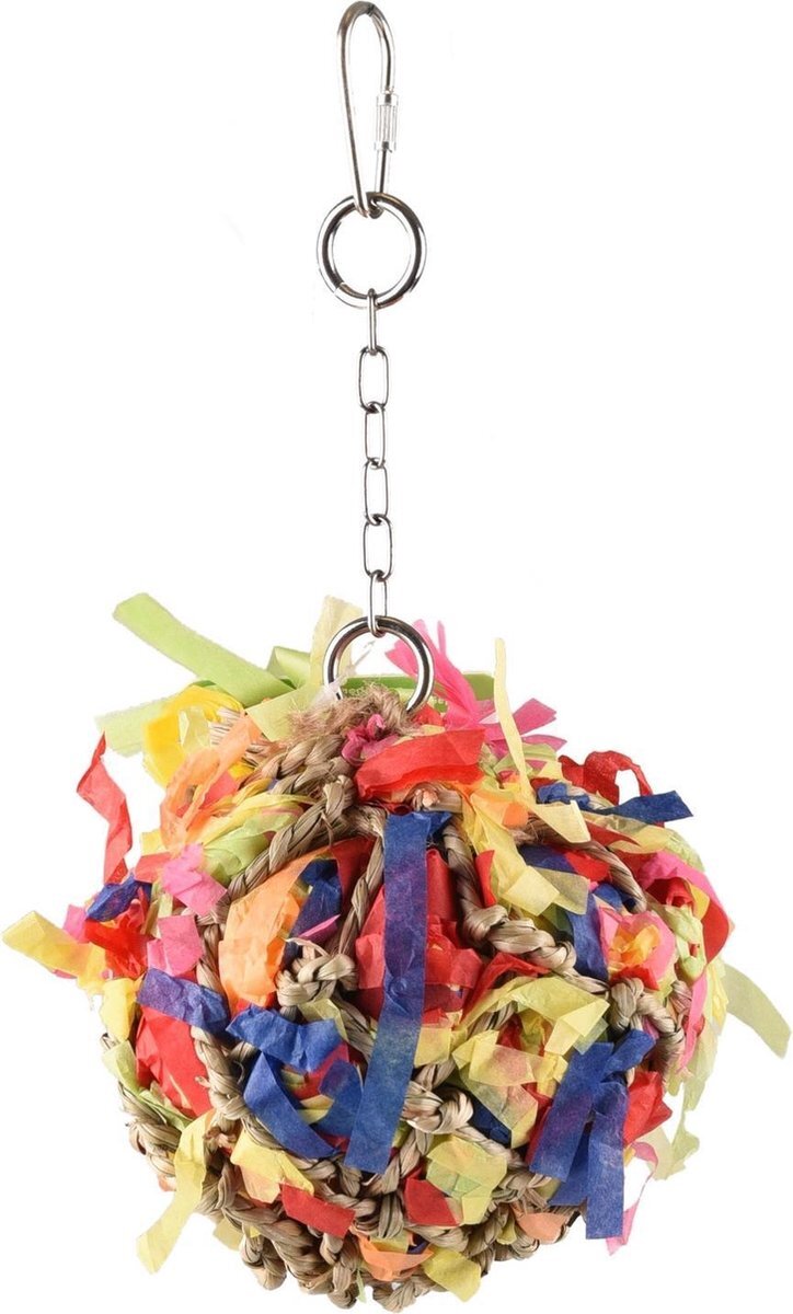 FLAMINGO Knaagdierspeelgoed papyr hanger bal multi dia. 10 cm Multicolor