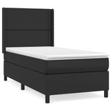 vidaXL Boxspringbed met matras, kunstleer, zwart, 90x200 cm