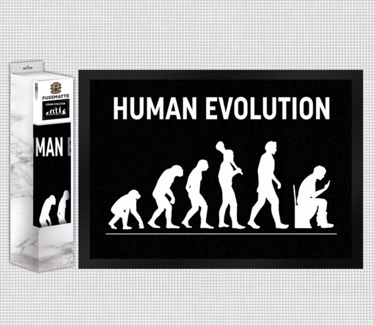 MadDeco - human evolution - deurmat - zwart - 35 x 50 cm