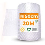 Nanoko, [20 cm extra] bubbelrol van kunststof, verpakking, 20 meter x 50 cm breed, papier, bubbels, verpakking, 100% recyclebaar