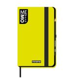 Mitama Notitieboek Large Geel Fluo - Memobook - Notitieboek - Soft Touch Cover - Binnenvak + potlood inbegrepen - gelinieerd blad - 13 x 21 cm