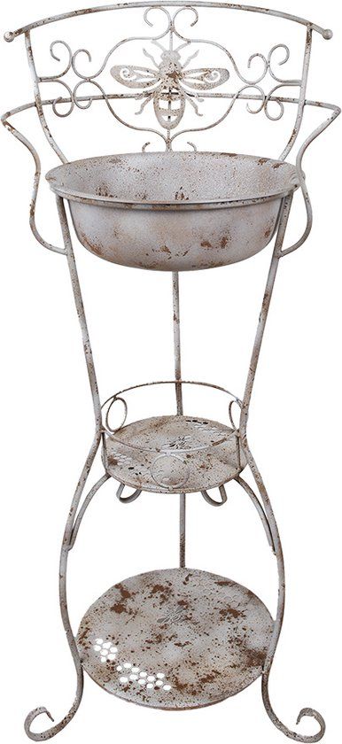 Clayre & Eef Decoratieve Wastafel - 48x42x108 cm - Wit Bruin IJzer - Tuindecoratie